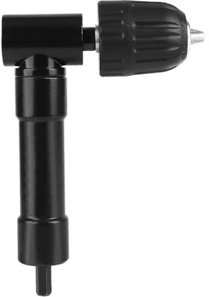 Electric Drill Chuck 90 Degree Drill Chuck Metal/Plastic Adapter 25N·m Torque, Aluminum Alloy 1-10mm Collet for Narrow Space Drilling(Black)