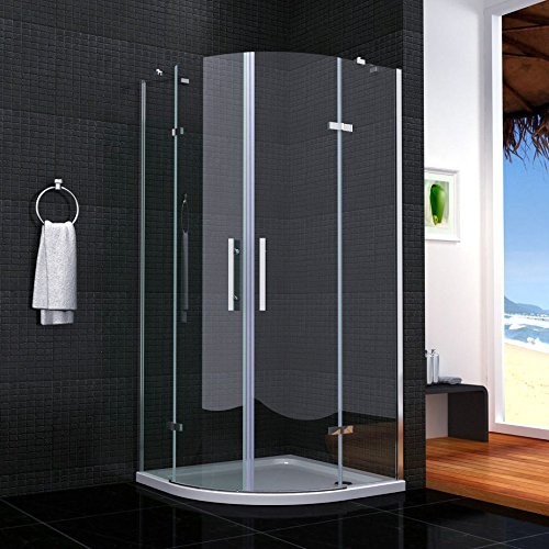 80x80x195cm Viertelkreis Dusche Drehtür 6mm Nanoglas Duschkabine Runddusche Duschabtrennung mit Duschwanne (HQX88-4E V2+GSH88)