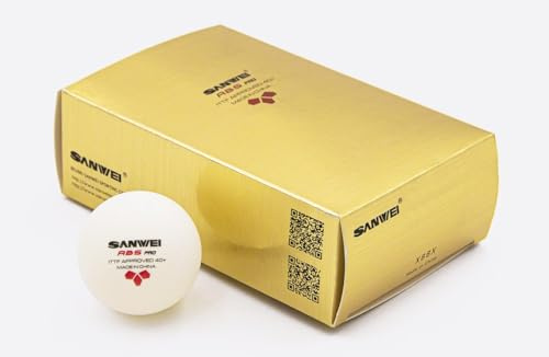 SANWEI - Palline da ping pong professionali, 3 stelle, in ABS, approvate dalla ITTF per competizioni, colore bianco, confezione da 6