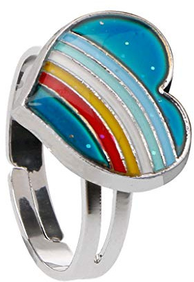 Mentin Bague Femmes Enfants d'Humeur de Coeur Arc-en-ciel Coloré Température Emotion Feeling Anneaux