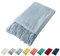 Homiest Manta Decorativa de Punto con Flecos, Suave y acogedora Manta con borlas para sofá, Cama (Azul Claro, 50 x 60 Pulgadas)