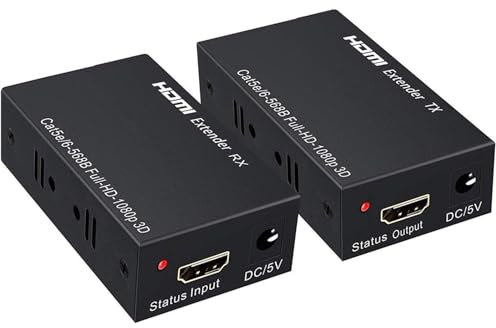 SatelliteSale Convertisseur HDMI sur Ethernet RJ45 Cat 5e/6 Câble jusqu'à 60 m en PVC Noir 10,2 Gbps 4K/30 Hz