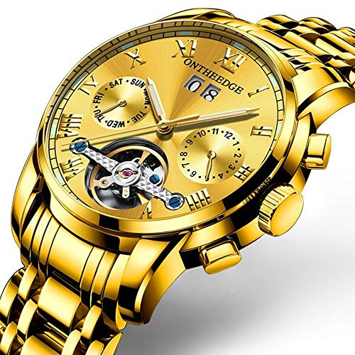 Klocka schweizisk kant av multifunktionell massivt rostfritt stål män automatiska mekaniska klockor tourbillon 4