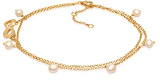 Nenalina Fußkettchen 925 Silber vergoldet Fashion zweireihig mit Infinity Symbol und echten Süsswasserperlen, Knöchel Fußschmuck verstellbar für Damen und Mädchen, Länge 23-27 cm, 0704273020_25