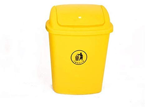 XBSLJ Rubbish Bin Plastic Trash Can Yellow Gray Push Waste Can Community School Mall Street Waste Can Paper Bins trash can dustbin (Color : Yellow, Size : 7.9gallon)