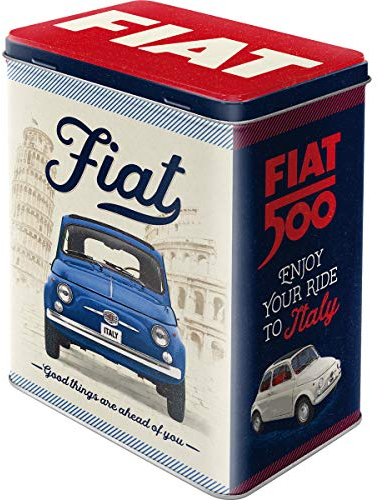 Nostalgic-Art Retro Vorratsdose L, 3 l, Fiat 500 – Good things – Geschenk-Idee für Fiat-Zubehör Fans, Original Lizenzprodukt (OLP), Große Kaffee-Dose aus Blech, Werkstatt-Deko im Vintage Design