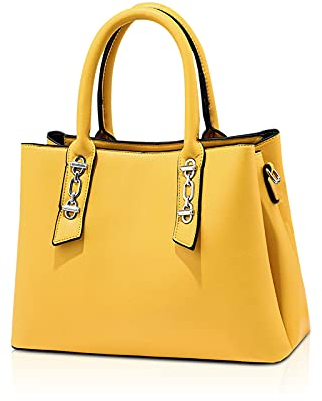 NICOLE & DORIS Henkeltasche Damen Umhängetasche Einfach Elegante Handtasche Stilvolle Schultertasche PU Leder Tote Bag Casual Frauen Tasche Top Griff Mittlere Gelb