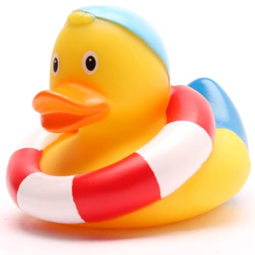 Badeente Schwimmring I Quietscheentchen I L: 9,5 cm I inkl. Badeenten-Schlüsselanhänger im Set
