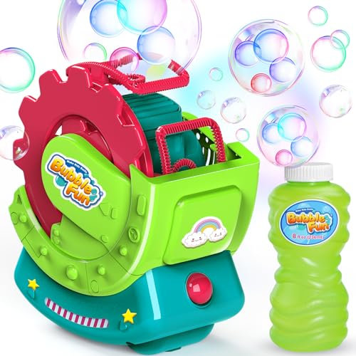 Seifenblasenmaschine für Kinder,Automatischer Blasenmacher mit 236mL Seifenblasenwasser - Machen Extra Große Blasen & Blasen in Blase,Elektrische Bubble Machine für Hochzeit Geburtstag Party
