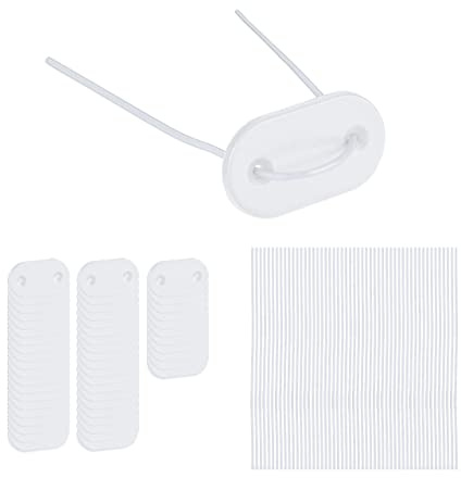 Relaxdays Bridas para Malla de Privacidad, 52 Alambres y Placas, Fijaciones para Cerramientos de Balcón, Blanco