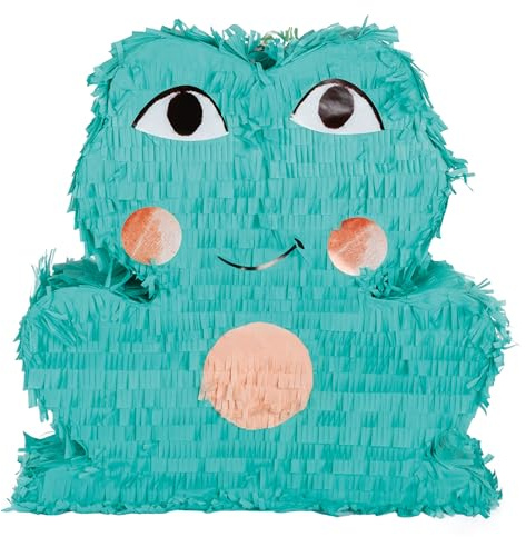 P'TIT CLOWN - 22909 - Pinata Frosch - Einfaches Befüllen - Zubehör Dekoration Kindergeburtstag, Kirmes, Feiern - Karton, Papier - Grün - 44 x 44 x 10 cm