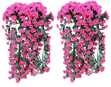 Yeehliny Künstlich Hängende Blumen, Blauregen Hängende Kunstblumen für Hochzeit Haus Dekoration Violette Blumen Wand Glyzinien Kunstblumen Plastikblumen Hängende Plastikpflanzen (2pcs -E)