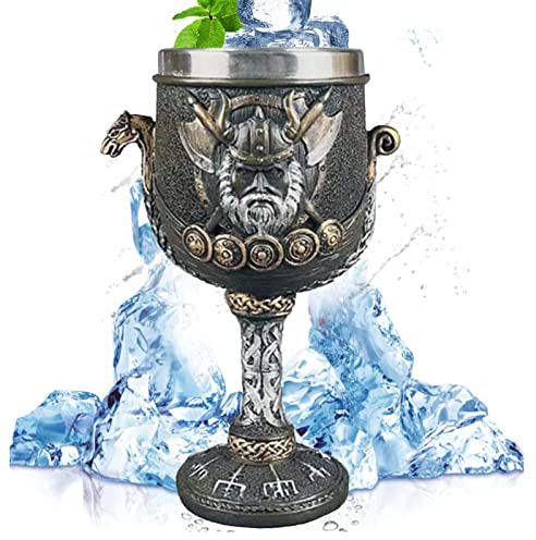 Tuzsocr Fantasy Kelch mit Wappen-Prägung, Edelstahl, 3D Trinkbecher | Detailreiche Wappen-Motive im Mittelalter-Stil, ideal für Fantasy-Fans, geeignet für Kaffee, Bier, Wein und Deko
