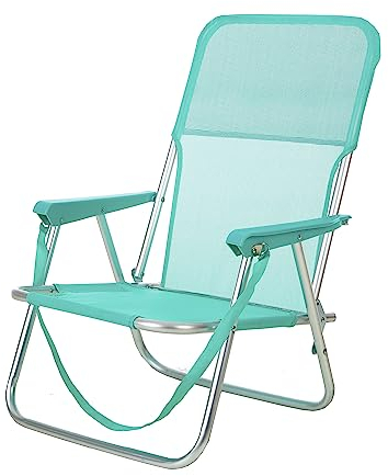 Creaciones Llopis Silla Playa Plegable Ligera Baja Aluminio 1 Posición (Aguamarina)