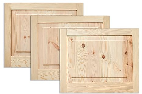 Kassettentür Schranktür Holz RUSTIKAL | 39,5 x 49,4 cm 3-er Pack Set | unbehandelte Holztür aus Kiefernholz im Kolonialstil und Markflecken als Raumteiler Schiebetür für Regale, Schränke, Möbel