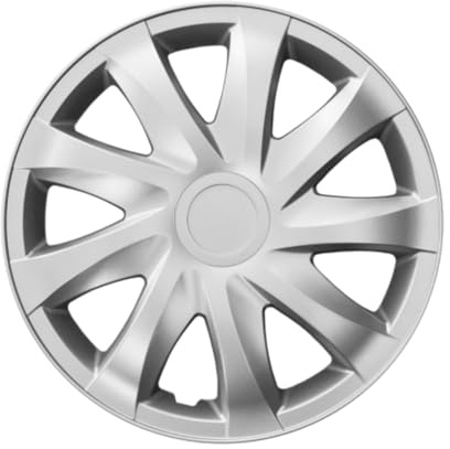 Luckyberg Radkappen 14 Zoll Draco | Zierkappen in vielen Farben, Radzierblenden 4er-Set für die meisten Automarken und Stahlfelgen. Felgenabdeckung für Autofelgen. (14 - Silver)