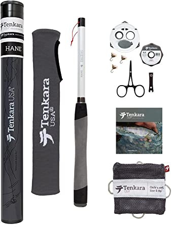 Tenkara USA Fly Fishing (Complete Set: HANE™ Rod + Starter Kit) | Super Compact, All-Around, Small Stream, Tight Waters - Carbon Fiber, Lightweight, Telescopic (Complete Starter Kit)