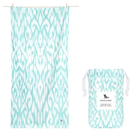 Dock & Bay Strandhandtuch - Schnell trocknende Mikrofaser, ohne Sand - Kompakt, Leicht - 100% recycelt - Inklusive Beutel - Soft Seafoam - Large (160x90cm, 63x35)
