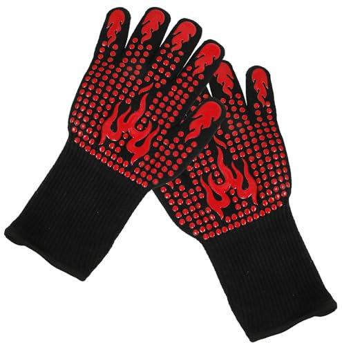 DECHOUS Backofenhandschuhe Hitzebeständig Feuerfeste Kochhandschuhe Mit Wärmedämmung Verdickte Handschuhe Für Ofen Mikrowelle Und BBQ Grill Wärmedämmhandschuhe Für Küche Und