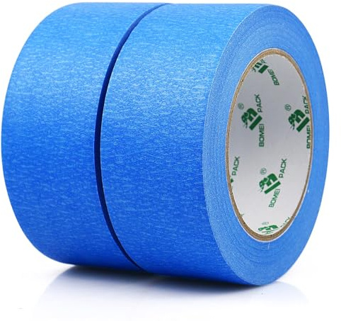 BOMEI PACK Lot de 2 rouleaux de ruban adhésif bleu pour peintres - 48 mm x 50 m - Pour artistes, décorateurs, loisirs créatifs, masquage de lignes de cadre