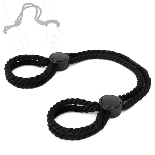 1 pezzo di manette con polsini in corda regolabili neri, corda in cotone esotico