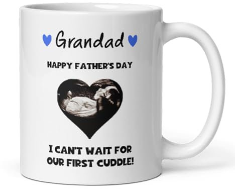 Confidently Quirky - Personalised Grandad Baby Scan Father's Day White Mug, Grandad To Be Father's Day Gift, Gift From Bump to Grandad, Grandad Father's Day From Bump, Baby Scan Gift