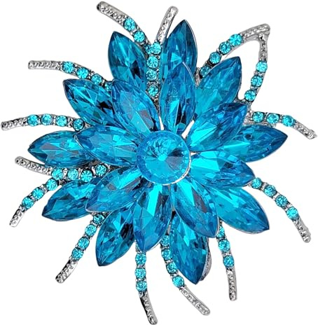 GFM® Vintage inspirierte Art Deco Blume Kristall Brosche für Hochzeit Geburtstag Jahrestag, S, Metall, Kristall