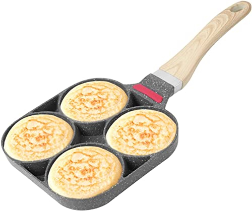 MYVVKIA Pancake Pan Omelet Pan Egg Frying Pan, Breakfast Pancake Pan Egg Pan with 4 Hole Fried Egg Burger Pan Mini Crepe Pan for Induction Hob Gas Stove Frying pan Wok