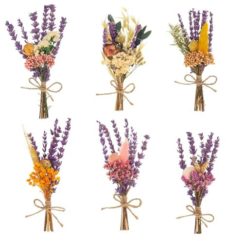 6 Stück Trockenblumenstrauß Kein Mini Blumenstrauß Gepresste Blumen Trockenblumen zum Basteln Natürliche Getrocknete Blumen Deko Fake Blumen Kunstblume Konservierte Flora Lila für DIY Blumendeko