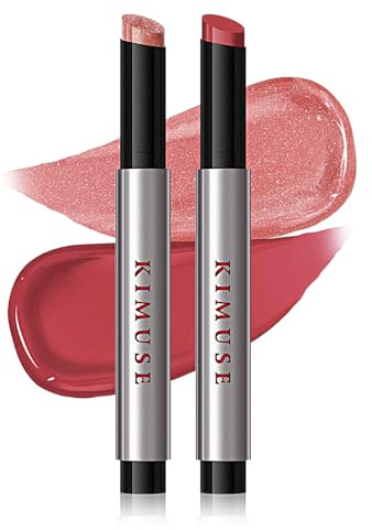 KIMUSE Juicy & Glowy Lip Balm Duo, Baume à Lèvres | Teinté Brillant, Hydratation Longue Durée, Vegan, Baume à lèvres repulpante