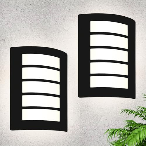 HiBay Outdoor Wall Lights Mains Powered Outside Security Light Stainless Steel E27 Front Door Lighting IP44 Waterproof Exterior Lamps Black Porch Lamp External, Without Bulb, 2 Pack