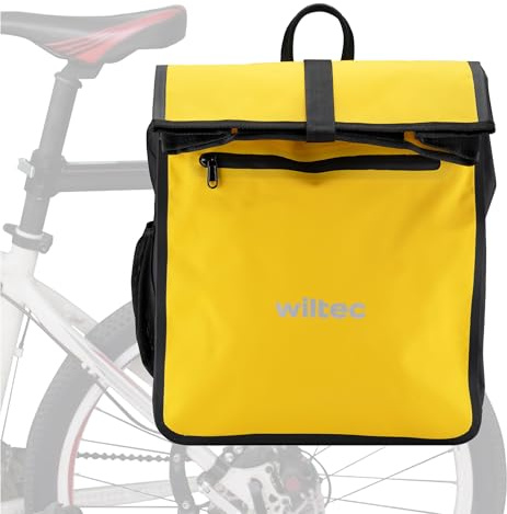 WilTec Sacoche étanche pour Porte-Bagages Jaune – capacité de 22 L – en PVC – pour vélos et vélos électriques – Sac de Bicyclette – Cyclisme, Courses, Excursions