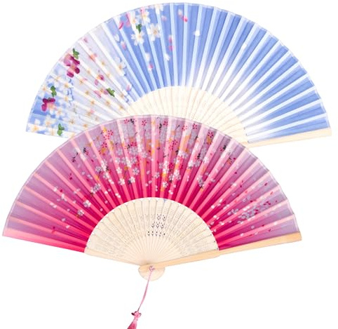 2 Stück fächer，handfächer，fecher，fecher damen，hand fan，fächer holz，fächer klein，handfächer stabil