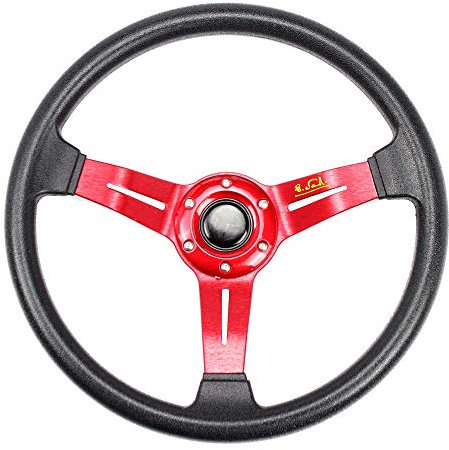 Universal Rennlenkrad,Drifting-Lenkrad, Sport-Lenkrad Golf Modified Racing Lenkrad 14 Zoll 320 mm Aluminium(Red)