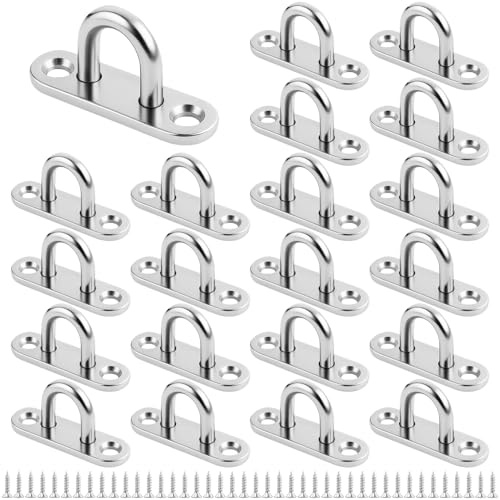 21 pezzi di piastra con occhiello in acciaio inox, uncini di fissaggio, piastra con occhiello con anello, gancio per soffitto, per appendere oggetti, tende da sole, piastre di copertura