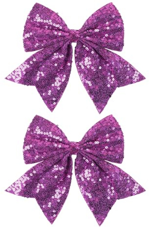 2 Stück große Glitzer-Haarspangen, große Pailletten, Haarschleifen, glitzernde Schleife, Haarnadeln, dekorative glitzernde Haarnadeln, Cheerleader-Zubehör für Urlaub, Festival, Lila