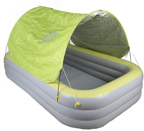 Keenso Piscine Gonflable de la Canopée pour les Familles à L'extérieur, une Grande Piscine à un Coup avec un Toboggan pour les Adultes, un Matériau en PVC (YELLOW)