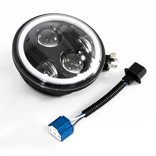 LKRGBXA Faro Motocicletta Faro Anteriore LED Angel Eyes 5.75 Pollici Per V-Star Per XVS 650 950 1100 Proiettore Rotondo Nero 5-3/4 Ricambi Per Moto