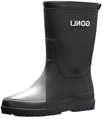 Bottes de pluie pieds nus en caoutchouc pour homme - Antidérapantes - Extra larges - Faciles à nettoyer - Pour le jardinage, l'agriculture, la pêche, la promenade avec le chien, Noir , 43 EU