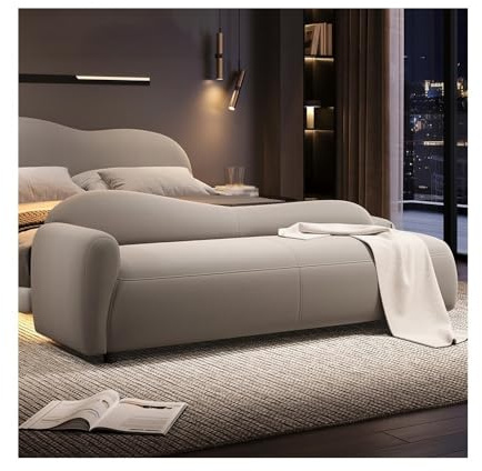 WFchenj222-6 Ottomane fürs Schlafzimmer Schlafzimmer Nachttisch Hocker Sofa Chaiselongue Kleine Wohnung Bank Creme Stil Einfache(Light Gray,Mittel)