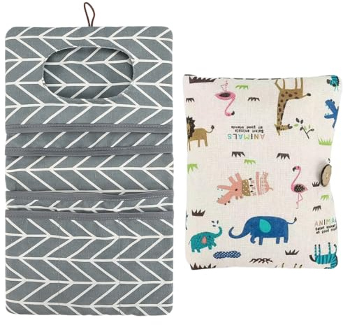 PYEUIFT Wickeltasche 2 In 1, Kleine Windeltasche Für Unterwegs, Hängende Aufbewahrungstasche, Faltbare Wickelorganizer, Portable Baby Organizer Für Mamas