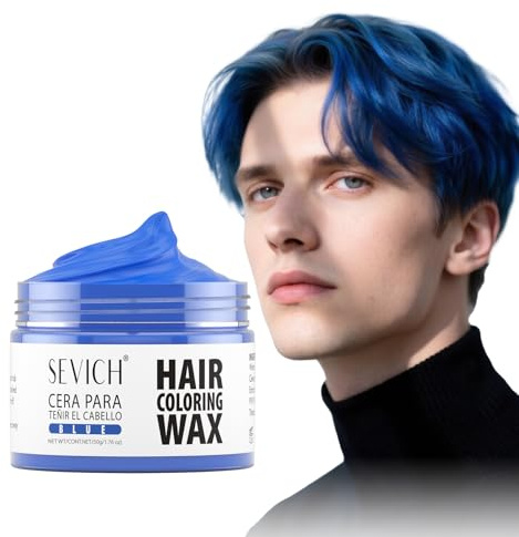 Sevich Blau Temporäre Haarfarbe 50g - Abdecken Von Grauem Haar Mit Natürlicher Farbe, Temporäre Haarfärbecreme Styling Hair Mud Für Halloween，milde Und Nicht Reizende Inhaltsstoffe.