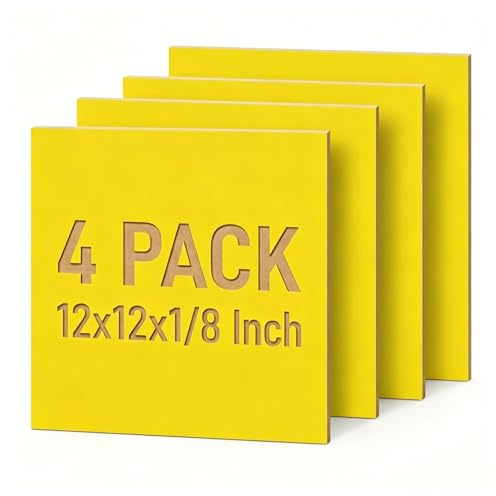 Creatorally Paquete de 4 hojas de madera contrachapada de tilo prepintadas, 12 x 12 x 1/8 pulgadas (3 mm), tableros de madera de colores para manualidades, listas para cortar con láser, grabado y