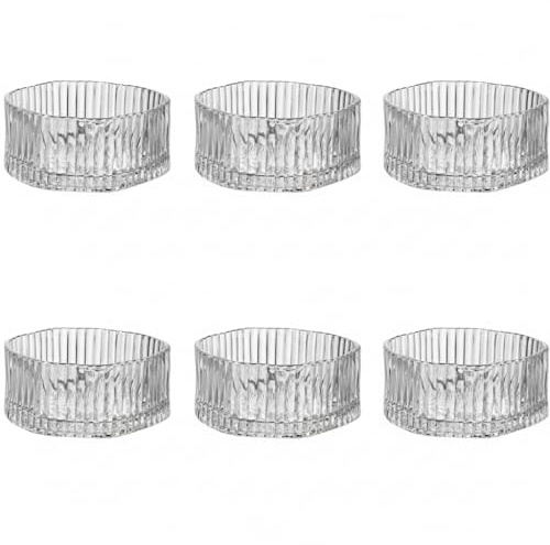 Zoha Glasschalen Set 6er Linea - Dessertschalen Glas facettiert, Glasschüsseln mit 11 cm Durchmesser, Glasschälchen für Dessert, Snackschale Glas, Glass Bowl Set - Servierschalen und Glasschüssel Set