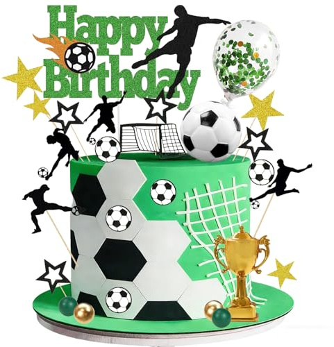 LUKlUP Fotboll Tårtdekoration, 31 st fotboll födelsedag cupcake toppers, fotboll födelsedagsdekoration, festdekoration, tårtdekoration