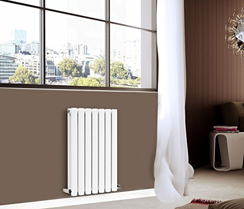 NRG Gloss White 600x413mm Horizontal Double Oval Panel Radiator | Central Heating Rads, High Heat Output, Modern Radiator, Designer Radiator Wall Mounted, for Living Room, Kitchen