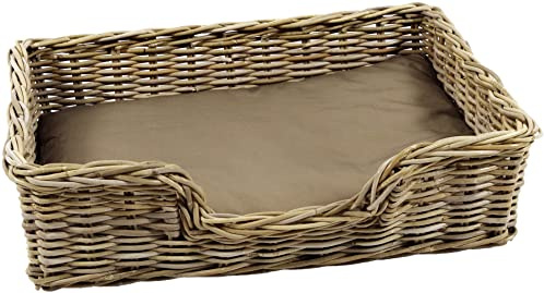 Kobolo Hundekorb Hundesofa aus stabilem Rattan geflochten 81x62x21 cm