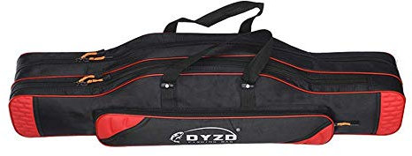 TentHome Allround Rutentaschen Rutenfutteral Angelrute Zubehör Angelrucksack Anglertasche Angelkoffer Schwarz/Rot, 3 Kammer, 80cm
