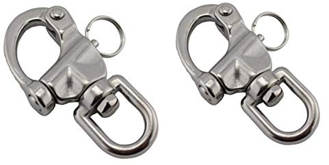 NRC&XRC 2-3/4 Swivel Eye Snap Shackle Quick Release Bail Rigging Sailing Boat Marine Stainless Steel Clip Pair