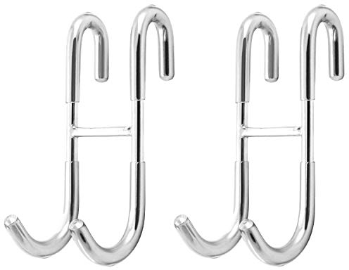 QWORK® 2 Pack Shower Door Hooks, Towel Hanging Bath Towels Shower Hooks for Bathroom Glass Door 304 Stainless Steel